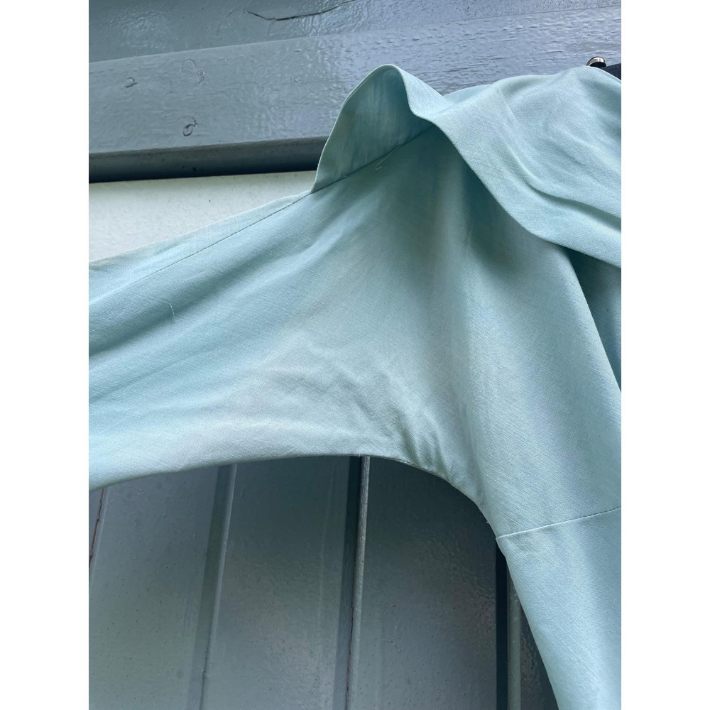 Vintage‎ 50s Seafoam Blue Portrait Collar Dress. Bow Tulle Crinoline Fair - Picture 3 of 11